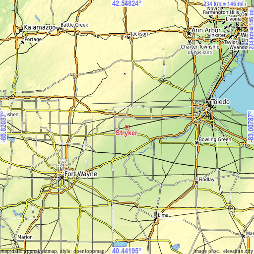 Topographic map of Stryker