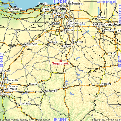 Topographic map of Sugarcreek