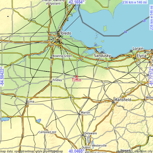 Topographic map of Tiffin