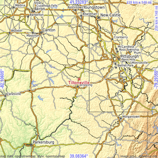 Topographic map of Tiltonsville