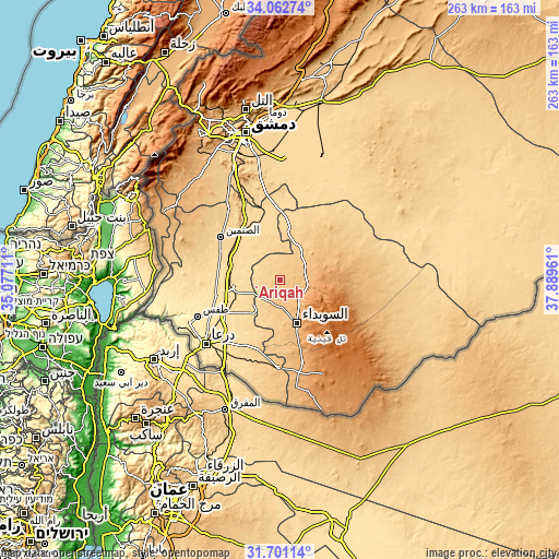 Topographic map of ‘Arīqah