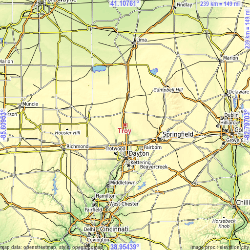 Topographic map of Troy