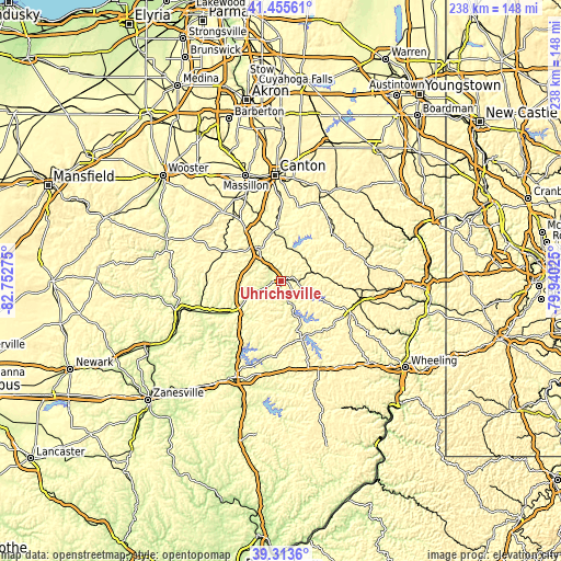 Topographic map of Uhrichsville