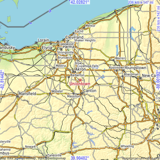 Topographic map of Uniontown