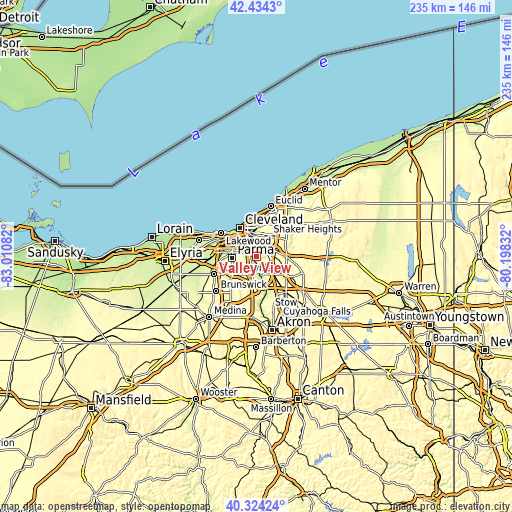 Topographic map of Valley View