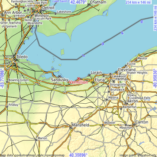 Topographic map of Vermilion