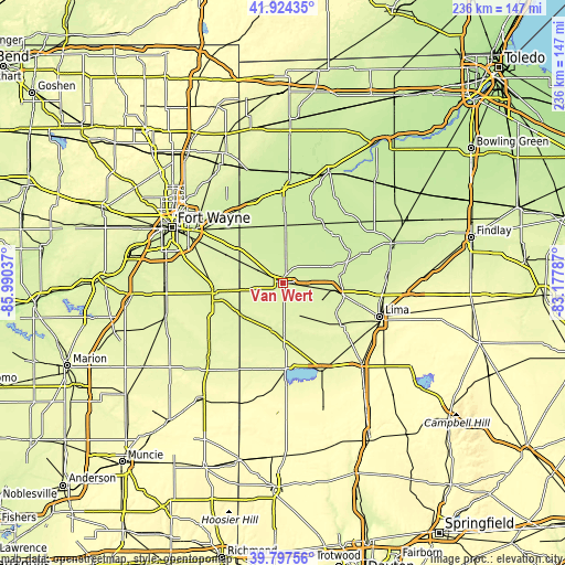 Topographic map of Van Wert