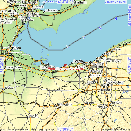 Topographic map of Vermilion-on-the-Lake