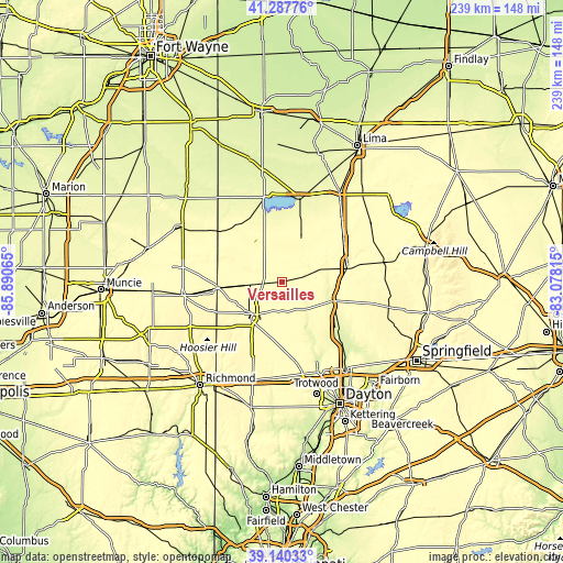 Topographic map of Versailles