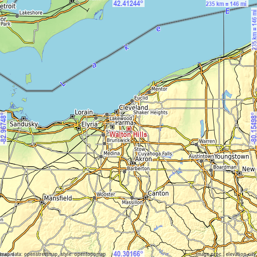 Topographic map of Walton Hills