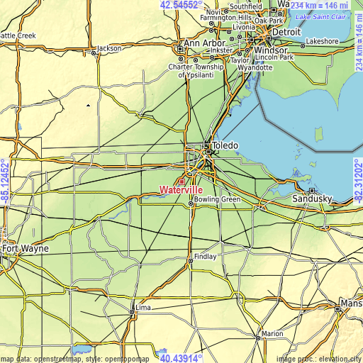 Topographic map of Waterville