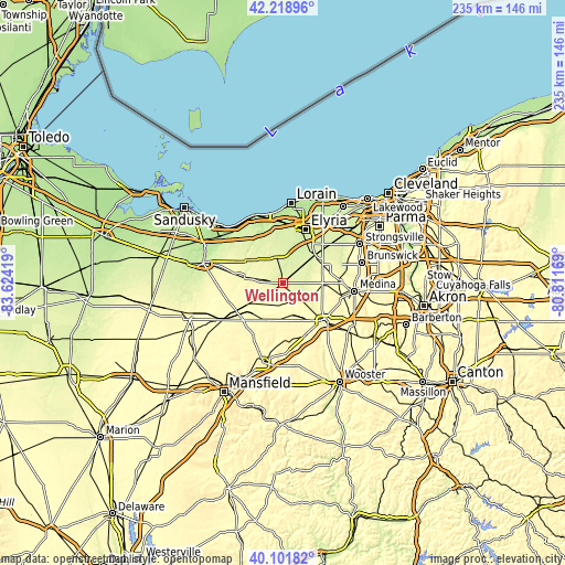 Topographic map of Wellington