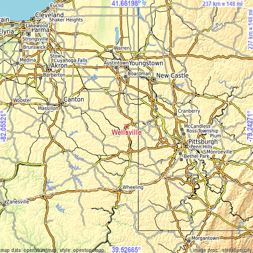 Topographic map of Wellsville