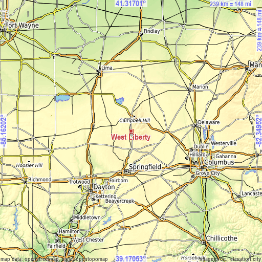 Topographic map of West Liberty