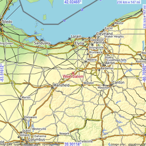 Topographic map of West Salem