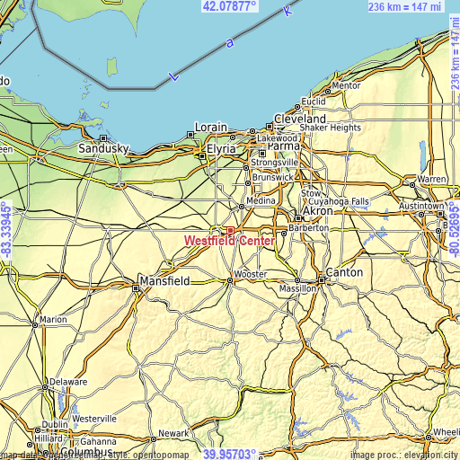 Topographic map of Westfield Center