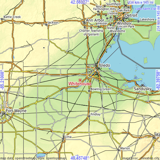 Topographic map of Whitehouse