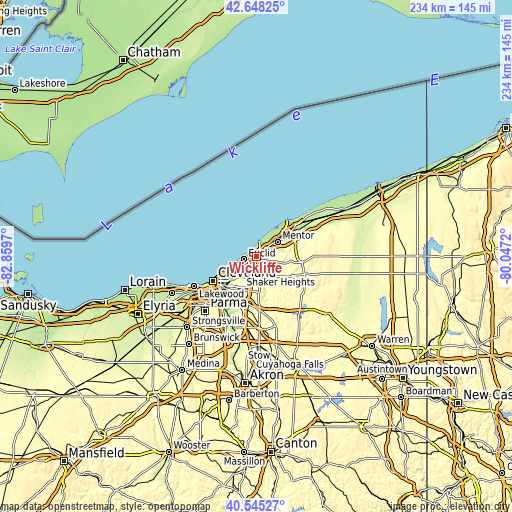 Topographic map of Wickliffe