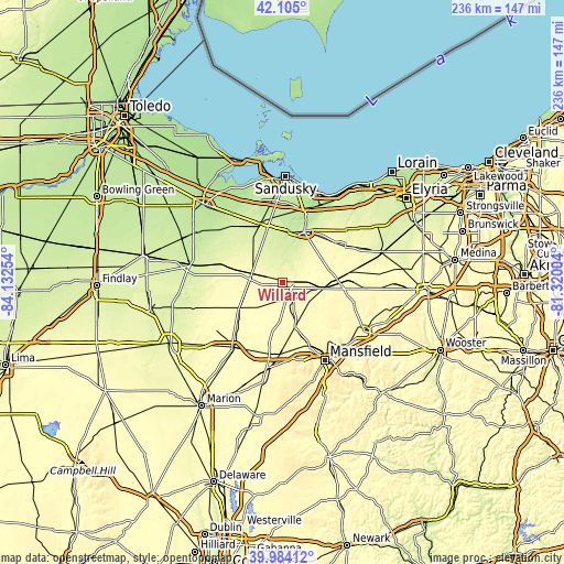 Topographic map of Willard