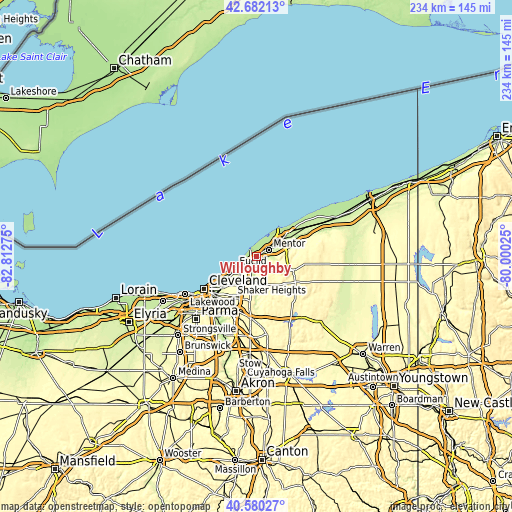 Topographic map of Willoughby