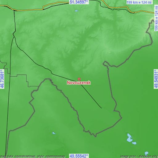 Topographic map of Novouzensk