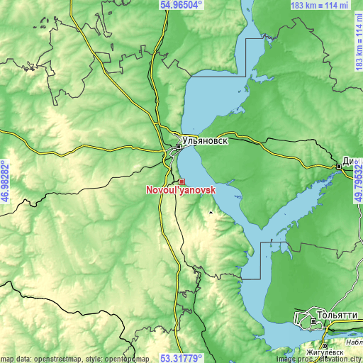 Topographic map of Novoul’yanovsk