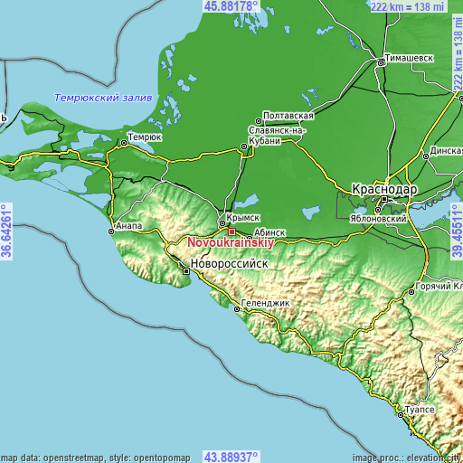 Topographic map of Novoukrainskiy