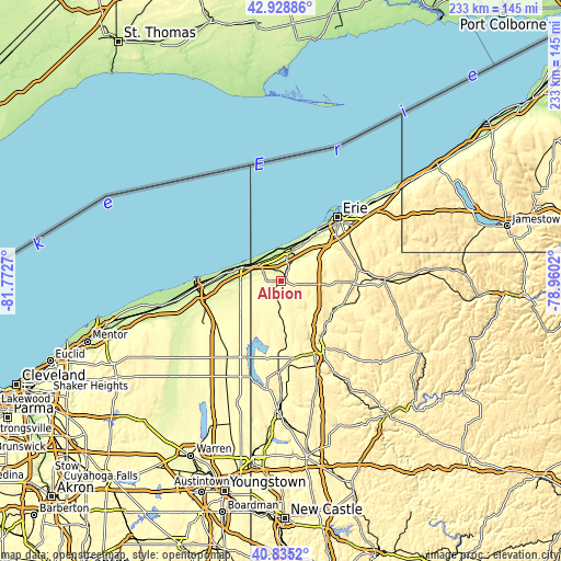 Topographic map of Albion