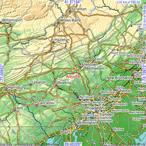 Topographic map of Alburtis