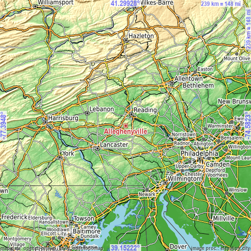 Topographic map of Alleghenyville