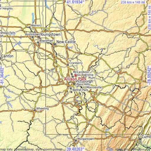 Topographic map of Allison Park
