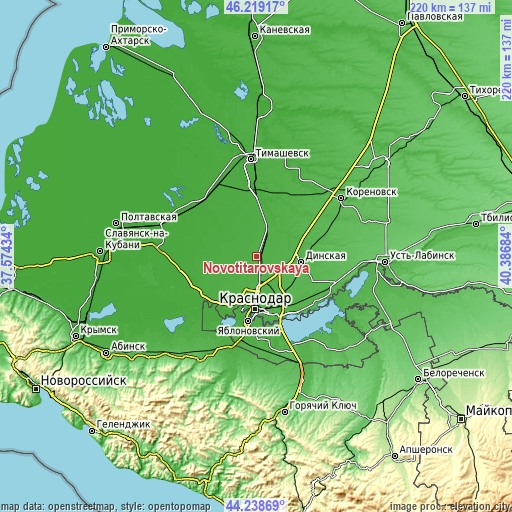Topographic map of Novotitarovskaya