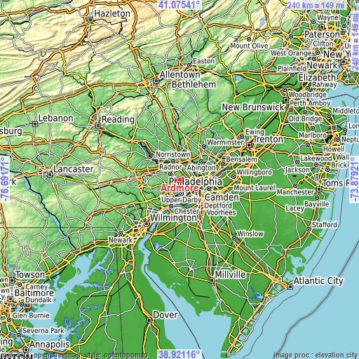 Topographic map of Ardmore