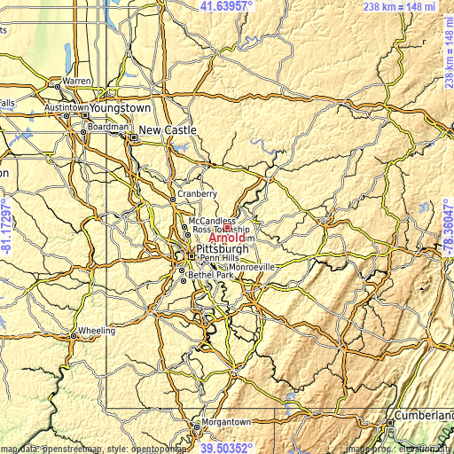 Topographic map of Arnold