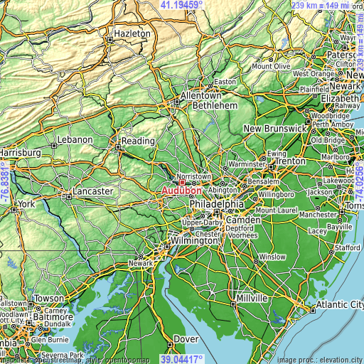 Topographic map of Audubon