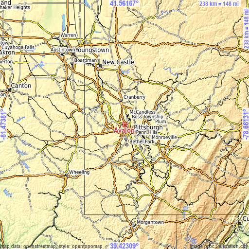 Topographic map of Avalon