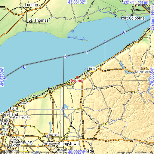 Topographic map of Avonia