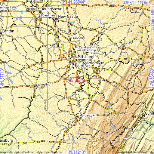 Topographic map of Baidland