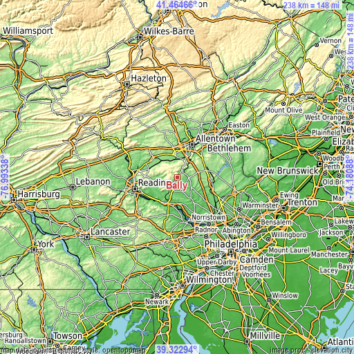 Topographic map of Bally