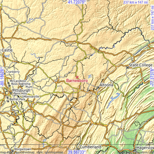 Topographic map of Barnesboro