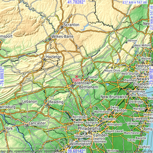 Topographic map of Bath