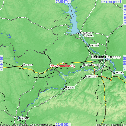 Topographic map of Novosmolinskiy