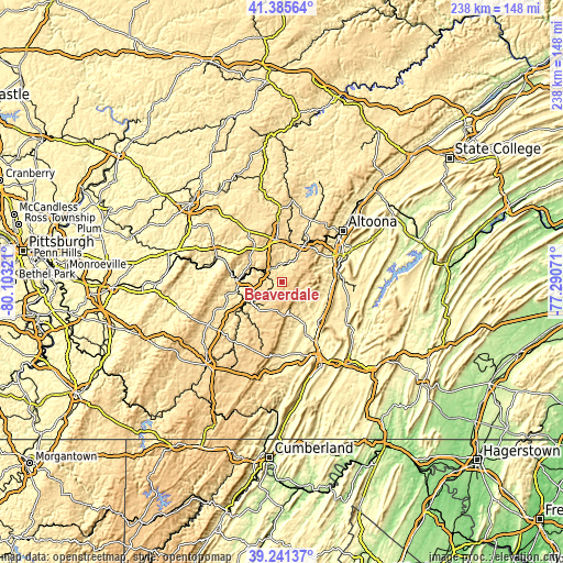 Topographic map of Beaverdale