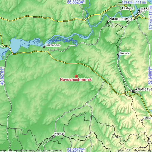 Topographic map of Novosheshminsk