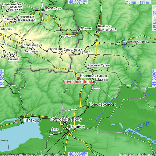 Topographic map of Novoshakhtinsk