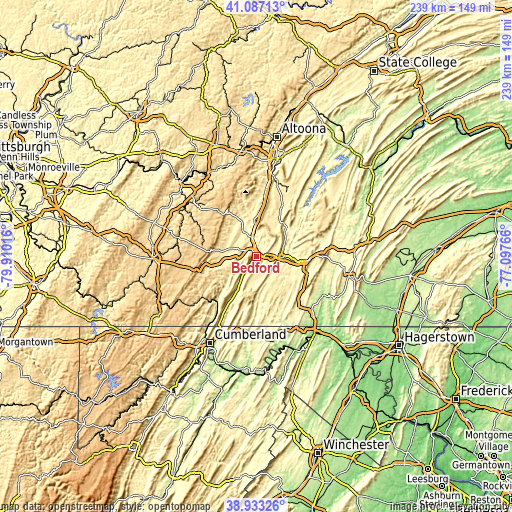 Topographic map of Bedford