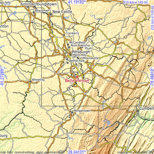 Topographic map of Belle Vernon