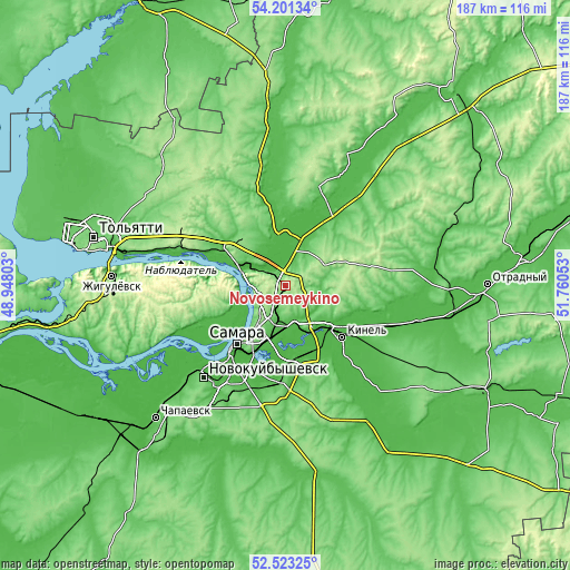 Topographic map of Novosemeykino