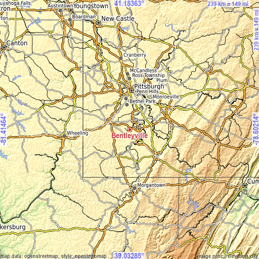 Topographic map of Bentleyville