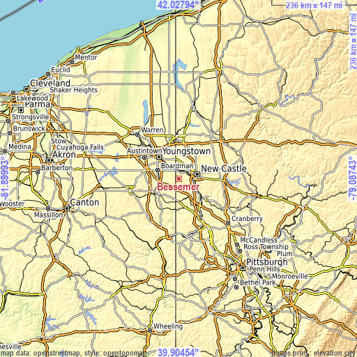 Topographic map of Bessemer